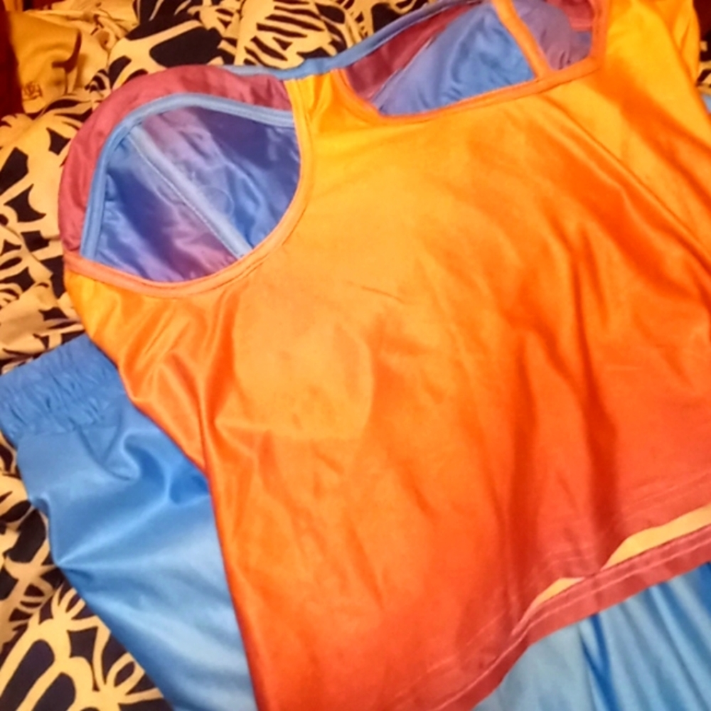2pc blossom pants muticolor outfit shrit made like bra shrit